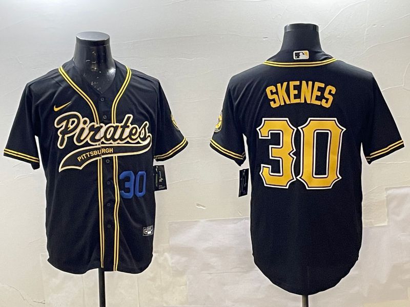 Men Pittsburgh Pirates #30 Skenes Black Joint Name Nike 2025 MLB Jersey style 4